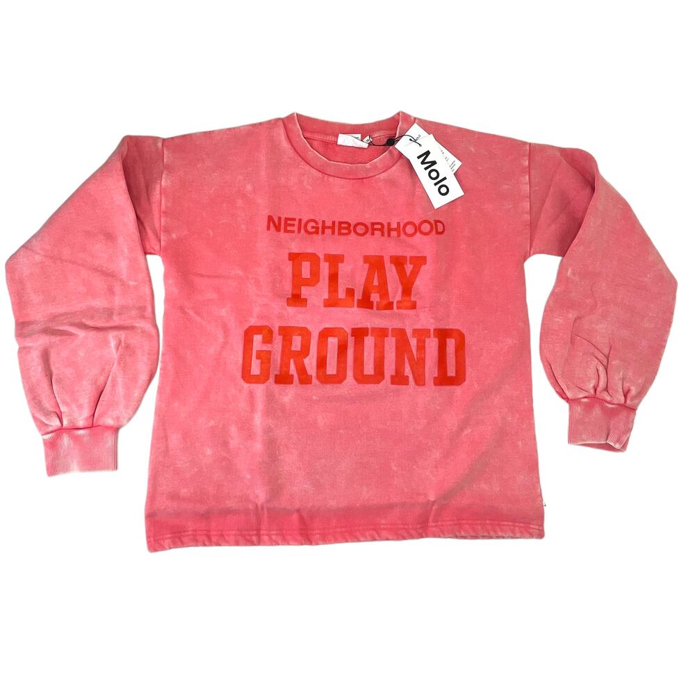 Molo Martina Sweatshirt NEW Girl Youth Sz 15 16 US Garment Dye Sporty Coral Pink